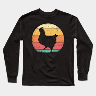 Retro Vintage Sunset Standing Chicken Long Sleeve T-Shirt